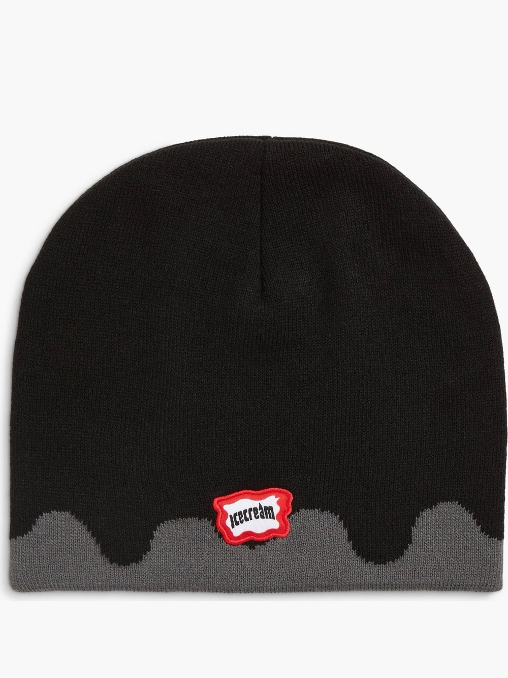 Icecream men Black & Gray Knit Beanie with Red Logo Patch